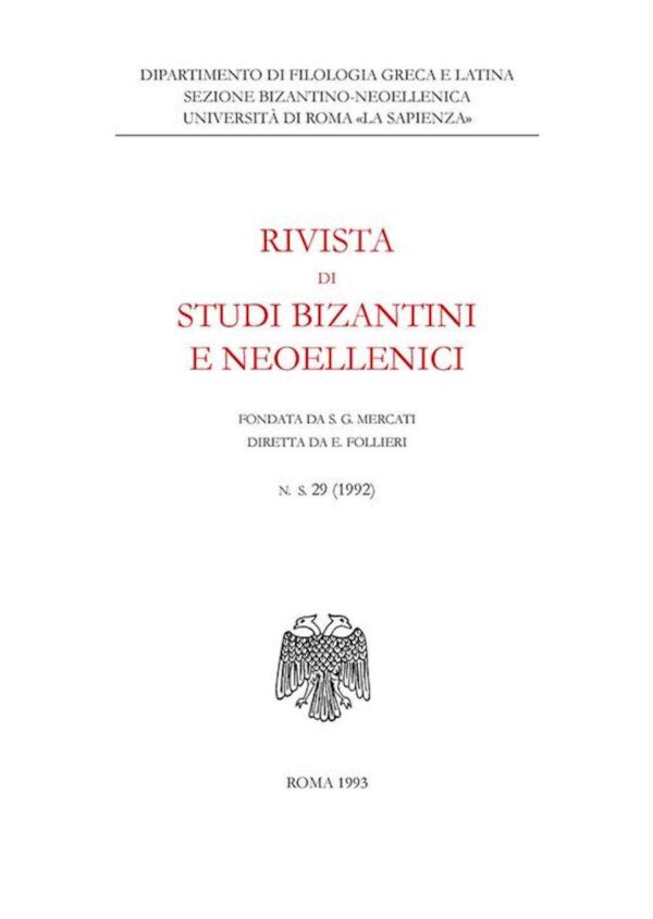 Rivista di studi bizantini e neoellenici N.S. 29 (1992)